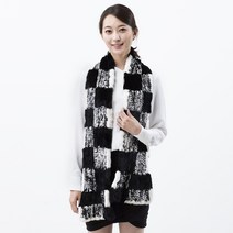 우리모피 북미산 블랙+화이트 밍크 머플러 목도리 모피 퍼 FUR