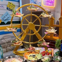 관람차 트레이 회전접시 고급 일식 회전 플레이팅 접시, 5인치 트레이 용지 500장