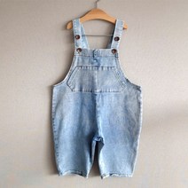 비바스타 연청 7부 멜빵바지 데님 청 점프수트 유아 아동 주니어