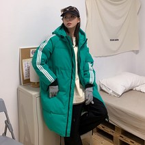 ANYOU 클래식 스리 스트라이프커플 패션 롱 패딩