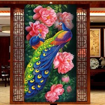 재물운 모란 현관 구어도 행운 그림 보석십자수 재료, 57x100cm