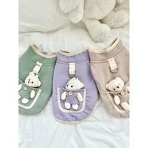 핑크젤리59 강아지어부바조끼 하네스옷인형 후리스 곰돌이 경량 겨울 강아지옷 슬개골 PJWBE, 민트