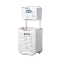 모드시 바퀴 이동식 2단 빨래바구니, 그린