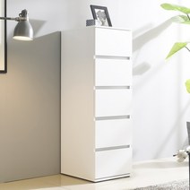 브랜디하우스 광폭 데일리 5단 틈새서랍장 400, 화이트