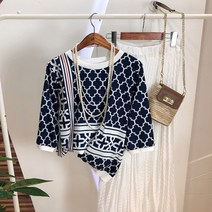 럭키567 / 클로우 럭셔리 띠배색 반팔 블라우스