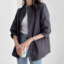 간절기 집업자켓 여름 여성점퍼 야상점퍼 허리 스트링 7부소매 재킷