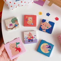 차이온 귀여운 곰 캐릭터 양면거울 손거울 확대경, 마스크베어