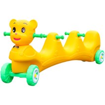 이색자전거 어린이집 유치원 야외 실외 장난감 다인승, 노란색 3인용 호랑이