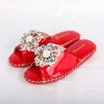 거실화 에나멜왕꽃 여성 가죽실내슬리퍼 5color, 2.레드