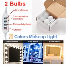 LED 메이크업 거울 전구 USB 할리우드 허영 조명 욕실 드레싱 테이블 Dimmable 벽 램프, 01 2 bulbs
