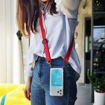 스마트 폰 핸드폰어깨줄 크로스 카드수납 김혜수핸드폰줄 아이폰 갤럭시 핸드폰목걸이 케이스, 블랙레터링