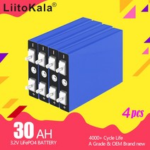 인산철배터리 LiitoKala32V 30ah LiFePO4 배터리 셀 30000mAh 리튬 철 인산염 딥 사이클 Diy 12V 24V 36V 4, 한개옵션0, 한개옵션0