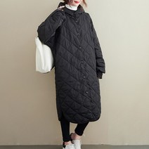 아이엠몽 여성 겨울 기모 다이아퀄팅 블랙 무지 롱 패딩 고흔
