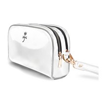 에나멜 사각 2단 파우치 골프백 공주머니 손잡이형 가방, 화이트, 1개