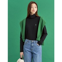 [그린 빈폴][Green BP] 블랙 자전거 자수 코튼 터틀넥 티셔츠 (BF2941N015)