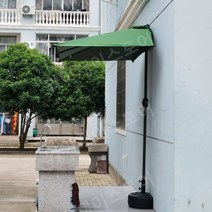 공간활용 벽면 파라솔 하프 파라솔 반쪽 어닝 파라솔 대형 그늘막, 250x130cm, 와인레드+물통받침대