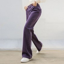 스타일온미 피그먼트 워싱 퍼플 로우라이즈 부츠컷 데님팬츠