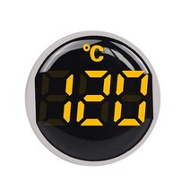 원형 소형 미니 LED 조명 디스플레이 온도계 디지털 표시기 AC 50380V 220V 20120 °C 22mm, 5.YELLOW