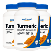 뉴트리코스트 강황 튜메릭 Turmeric 투메릭 바이오페린 강황분말 터메릭, 3통, 120캡슐