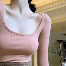 루나글램 스퀘어넥 유넥 여성 긴팔티