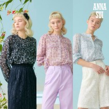 [최초가 99000원] 안나수이ANNA SUI 블라썸 핀턱 아사 블라우스