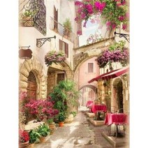 숫자로 그림 그리기 거리 풍경 액자 60x75 번호 페인트 키트로 색칠 캔버스에 홈 인테리어 아트, 994307, 60x75cm no frame