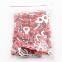 터미널압착기 50PCS/100PCS RV2-6 링 절연 터미널 케이블 와이어 커넥터 전기, 02 Red, 02 100PCS