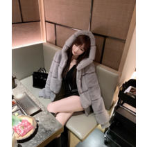 겨울 젊은 밍크 퍼 코트 쇼트 콤비 토끼털 쭈리 여성모피 퍼코트 퍼자켓 모피코트
