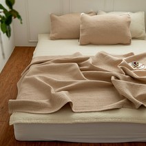 보송보송 면 60수 피그먼트 줄누빔 이불 겸 패드, 베이지