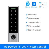 대문번호키 현관문 양문형 전자 자동문 TTLock 앱 IP66 방수 블루투스 스마트 액세스 컨트롤러 패스코드 RFID 카드 도어 오프너 패널 도어락 시스템용, H3-TTLOCK
