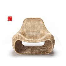 맞춤형 발코니 야외 커피 테이블 레이지 체어 B 동남아시아 호텔 정원 안뜰 빌라 테라스 싱글 소파 라탄, Log 색상