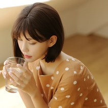 가발망 증정 /여성 학생 고열사 가발 칼단발 매직 머리 항암 통가발, 내츄럴 브라운