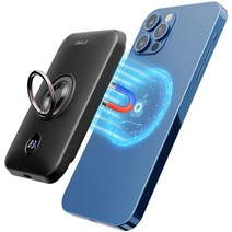 iWALK 마그네틱 무선 파워 뱅크 6000mAh 휴대용 충전기(홀더 포함) 블랙