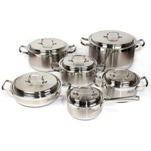 퀸센스 바오스 통3중 IH 인덕션겸용 6종 냄비세트, 실버, 6종세트