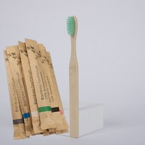 50100 개 부드러운 강모 대나무 칫솔 생분해성 천연 숯 친환경 컬러 나무, 4.100pcs green