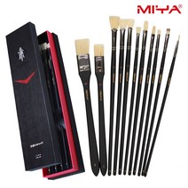 미야 천연 돈모붓 유화 아크릴붓 세트 11종, 블랙 에디션