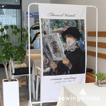 자체제작 면20수 문가림막 옥스포드커트지원단/ 명화 2종, 01 Woman Reading 클로이모네, 1개