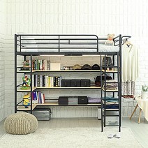 일루일루 이층벙커침대 모음, 코모드i멀티선반벙커침대+13cm포켓천연라텍스, 블랙