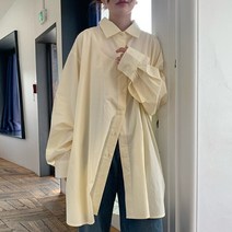 코발트블루셔츠 여성 오버핏 오픈카라 린넨 쉬폰 블라우스 15