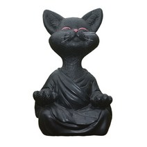 젠가든 모래 미니장식 젠가든 부처whimsical buddha 고양이 입상 명상 요가, 블랙에이