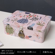 열쇠 잠금 자물쇠 달린 상자 박스 소품 보관함 케이스 수납 보물 금고, 1개, 형광 녹색 열대 우림 대형
