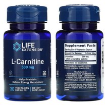 라이프익스텐션 엘카르티닌 L카르티닌 L-카르니틴 500mg 30정, 1