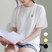 험블스튜디오 손그림 선인장로고티 라운드넥 남녀공용 여름반팔티셔츠