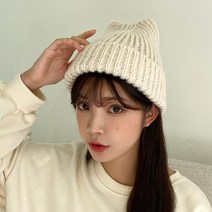 알파카 뿔 롱 비니 겨울 털 모자