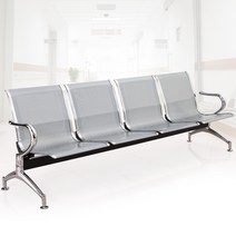 4인용 5인용 대기실의자 병원 공항 은행 휴게소 조립, 4 스테이션 스테인레스 스틸