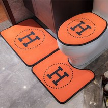 H로고 욕실 러그 매트 3종 세트 북유럽 카페트 오렌지 플래드 명품스타일 오리엔탈디자인, A