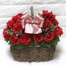 수앤로즈플라워 비누꽃바구니 30송이 40송이 50송이 어버이날선물 병문안선물 개업선물, 30송이-레드 카네이션 혼합