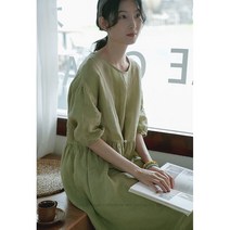여성 린넨 원피스 오버핏 캐주얼 여자 봄 여름 가을 반팔 롱원피스 linen dress women JX0243