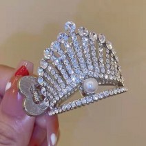 긴머리집게핀 크라운 진주 라인스톤 머리핀 하이 포니테일 상어 고정 헤어 액세서리 여성용 헤드웨어 티아라