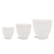 FPR 시멘트 화이트 테라조 단지형 화분 받침세트